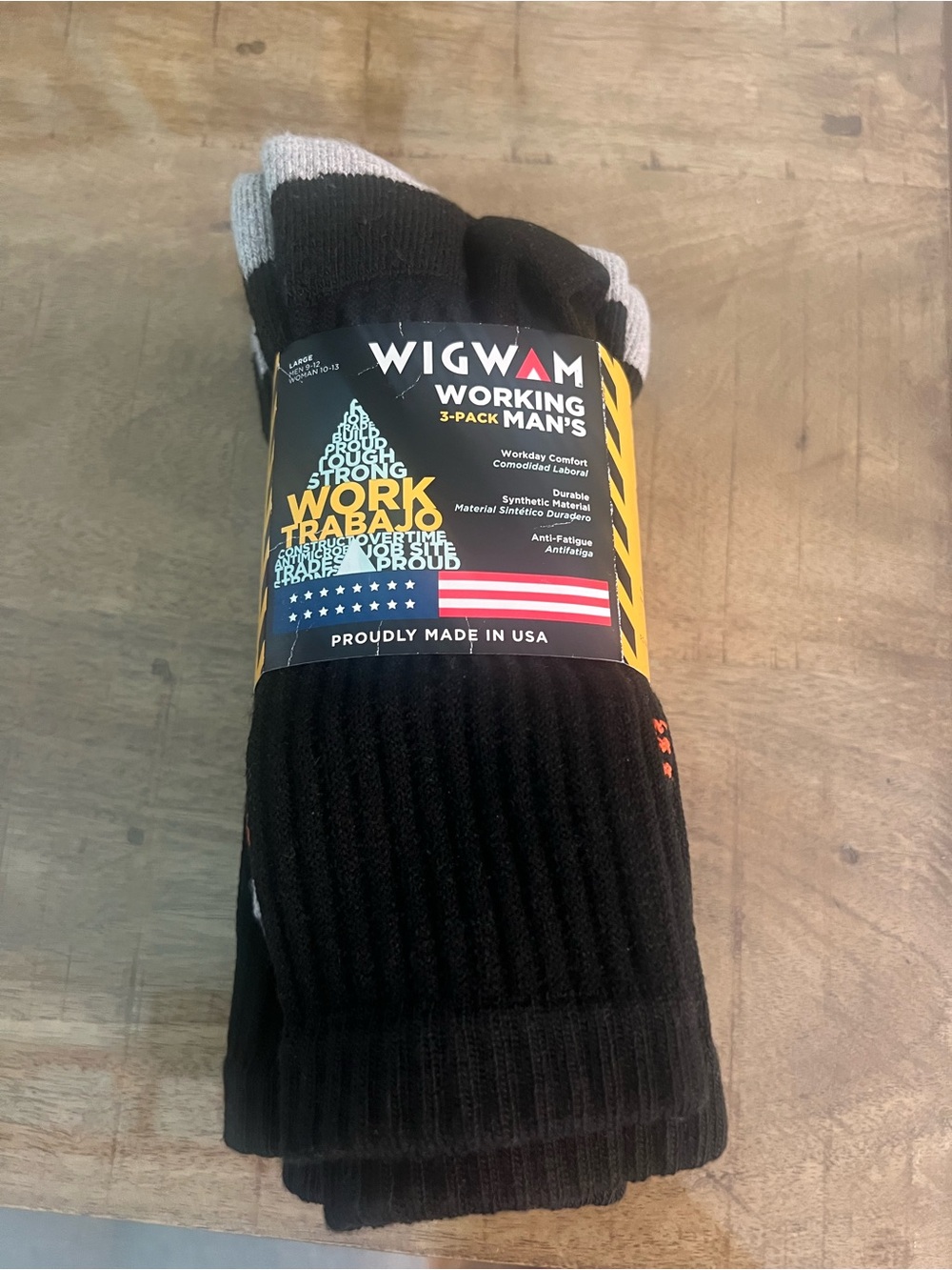 Wigwam S1221 Black at Work Crew Socks 3-pack